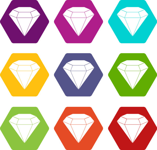 灿烂的宝石图标集彩色六面体图片下载