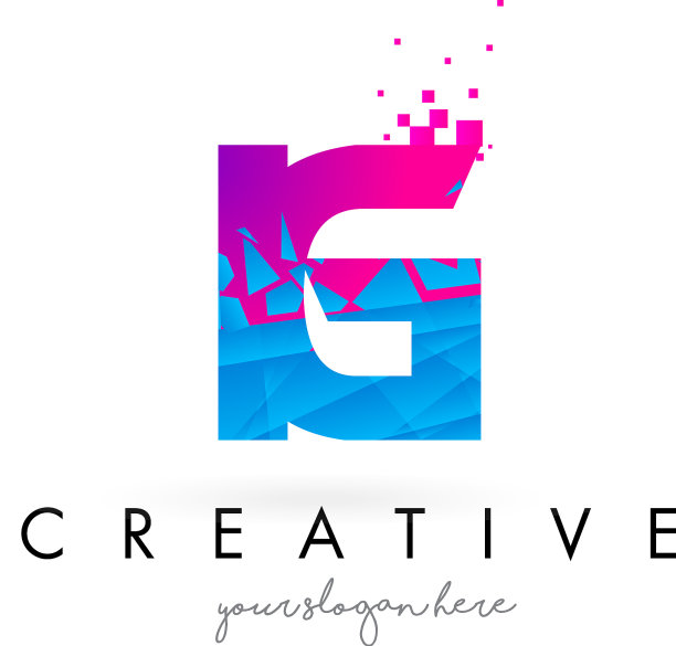 Ig I q字母标志与破碎的蓝色图片下载