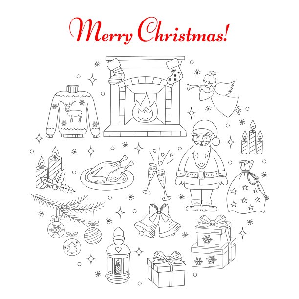 圣诞节和新年假日系列图标集图片下载