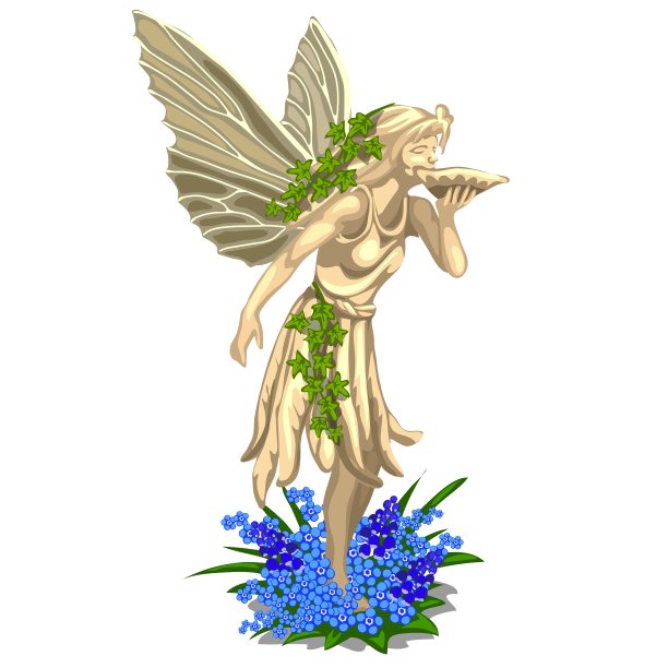 白色背景上有翅膀的仙女雕像图片下载