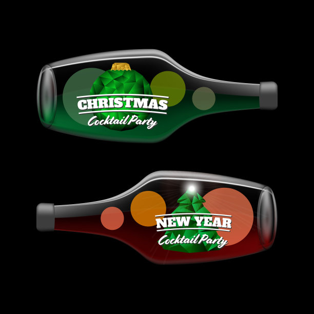 圣诞派对传单和瓶子图片下载