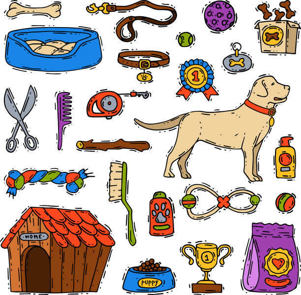 卡通狗配件美容犬动物宠物图片下载