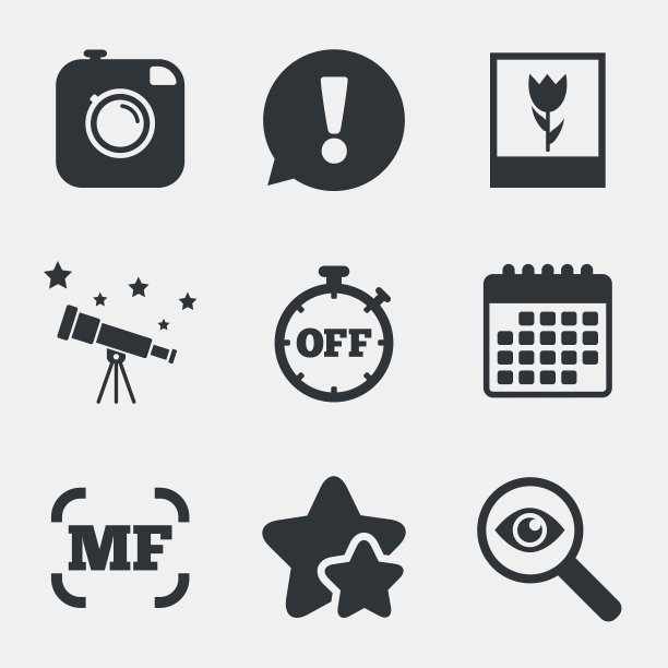 相机图标手动对焦和微距标志图片下载