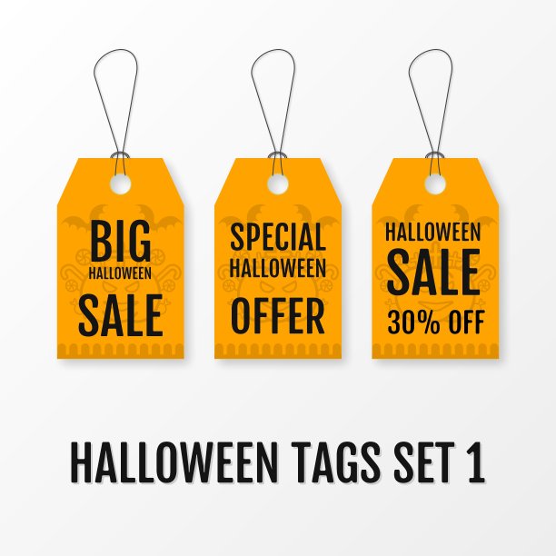 万圣节大减价标签设置孤立图片下载