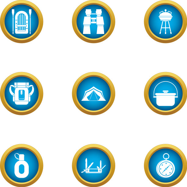 徒步图标设置平坦的风格图片下载