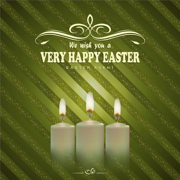 绿色条纹背景上有蜡烛和文字的图片下载