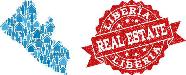 房地产拼贴马赛克地图的利比里亚和图片下载