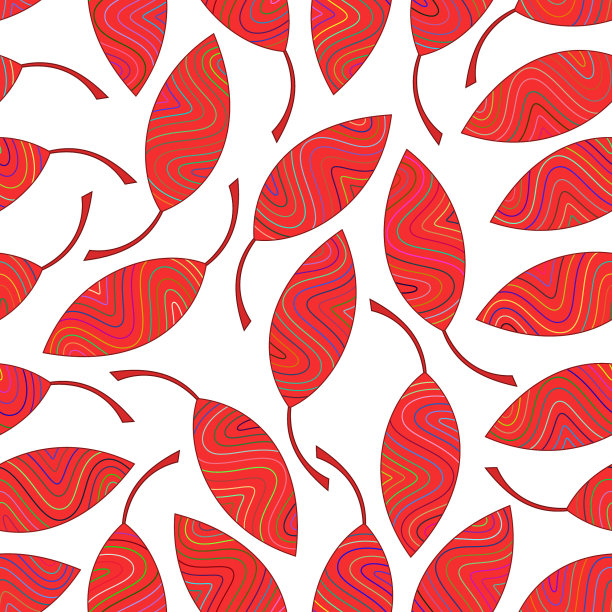 红色条纹叶的无缝图案图片下载