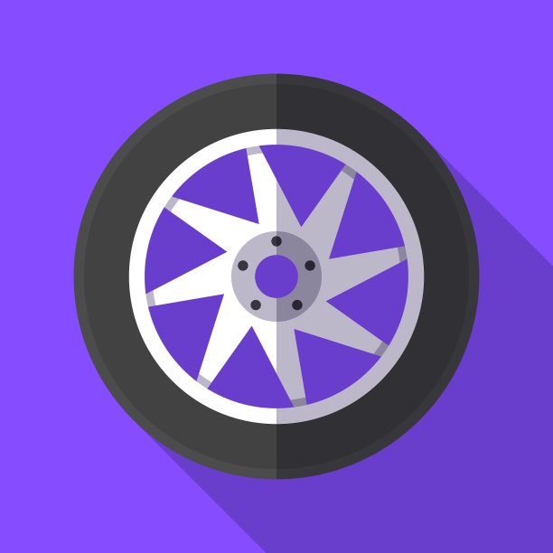 彩色车轮和轮胎图标在现代平风格图片下载