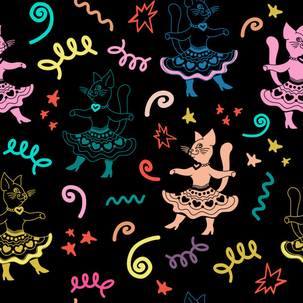 狂欢无缝图案与舞蹈滑稽图片下载