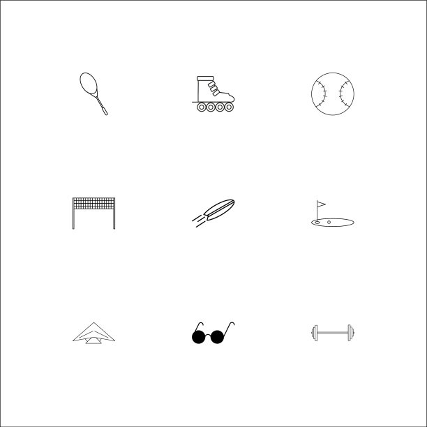 运动和娱乐的轮廓图标集图片下载