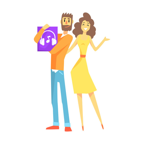 夫妇持有耳机百货商店图片下载