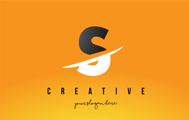 S字母的现代标志设计用黄色图片下载