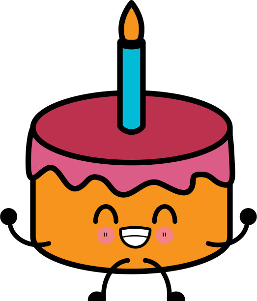 生日蛋糕孤立可爱可爱卡通图片下载