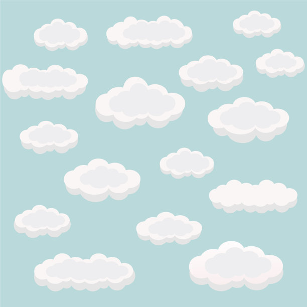 一组云图标上的蓝色背景图片下载