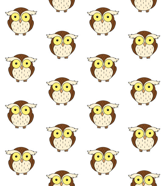 矢量无缝彩色手绘猫头鹰涂鸦素描图案图片下载