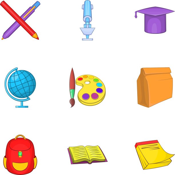 学习在学校图标设置卡通风格图片下载