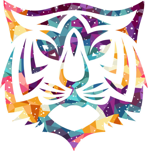 吓人的老虎正面视图主题标志模板图片下载