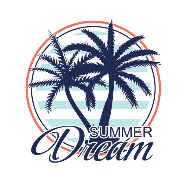 美丽的棕榈树图标剪影背景图片下载