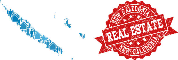 新喀里多尼亚房地产拼贴马赛克地图图片下载