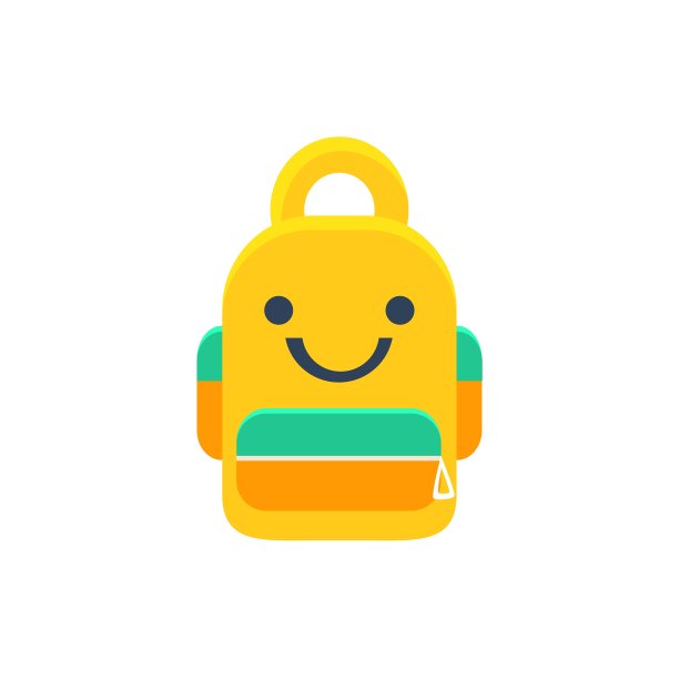 带笑脸的学校背包原始图标图片下载