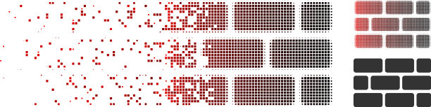 溶解像素半色调砖墙图标图片下载