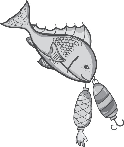 灰鳞鱼咬飞旋物体抓住它图片下载