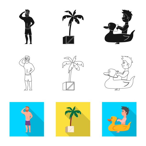 隔离对象的游泳池和游泳图标集图片下载