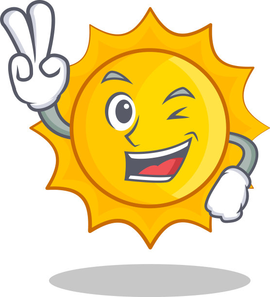 两个手指可爱的太阳人物卡通图片下载