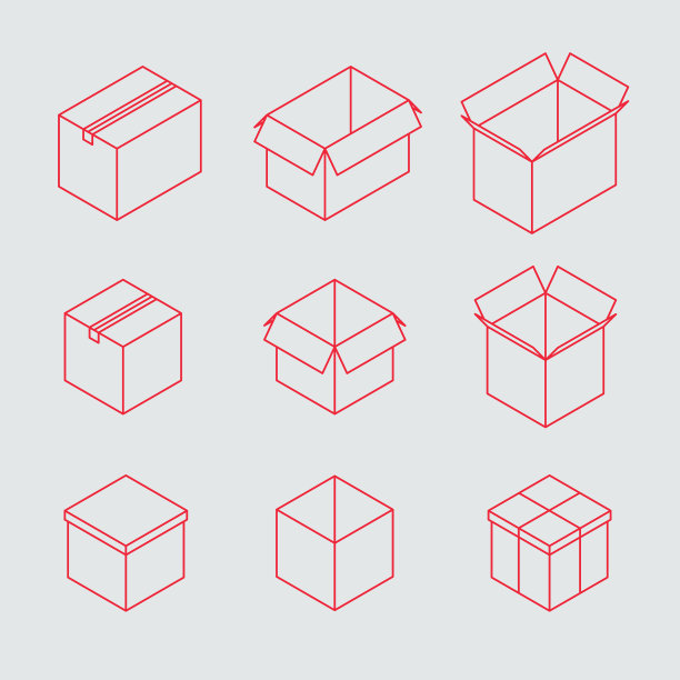 等距轮廓框图标集图片下载
