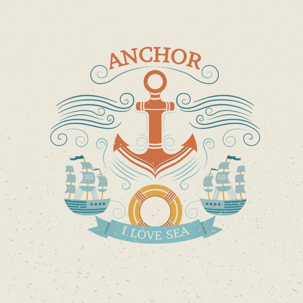 带锚的复古标签图片下载