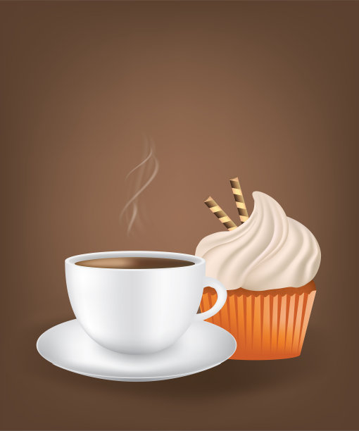 咖啡杯配小蛋糕图片下载