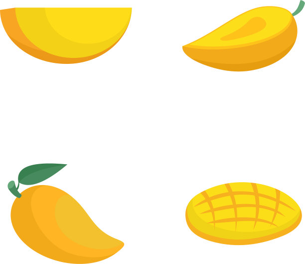 芒果水果黄色图标设置扁平风格图片下载