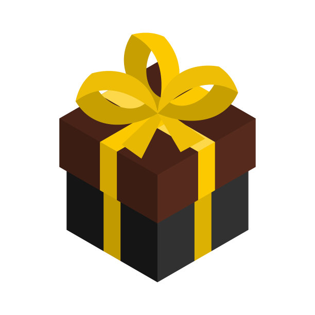 礼品盒3d等距隔离纸板箱图片下载