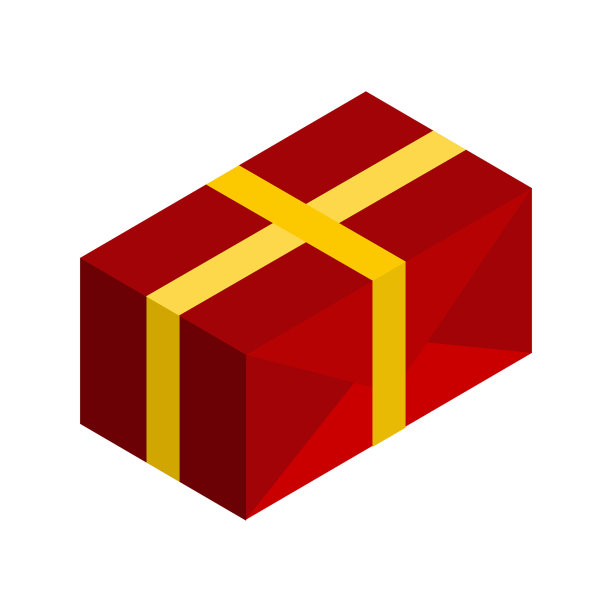 礼品盒3d等距隔离纸板箱图片下载