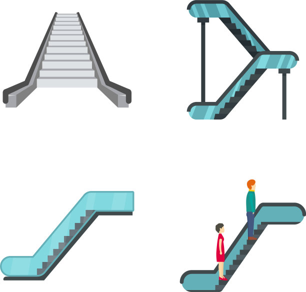 自动扶梯电梯图标设置扁平风格图片下载
