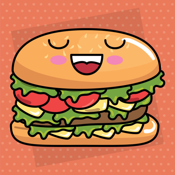 美味的汉堡卡哇伊性格图片下载