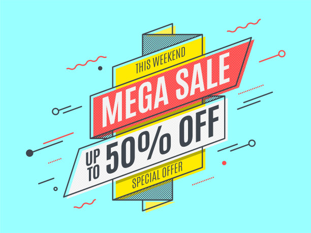 复古未来的促销横幅滚动价格标签图片下载