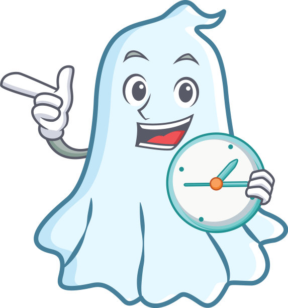 与时钟可爱的幽灵人物卡通图片下载
