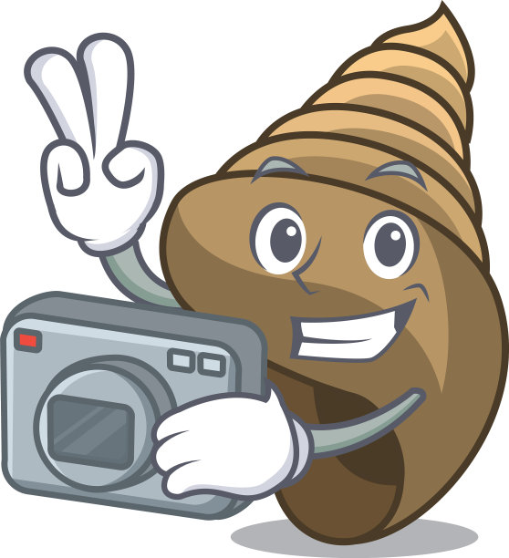 摄影师螺旋壳卡通吉祥物图片下载