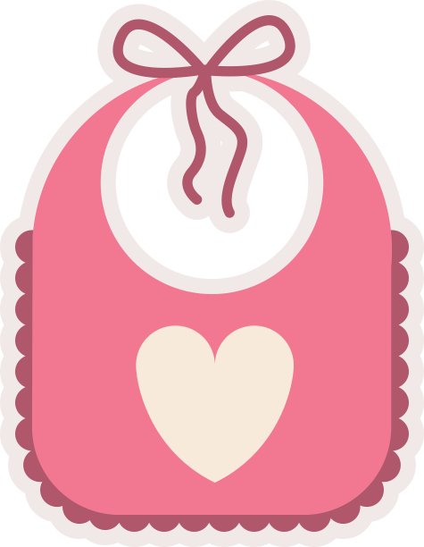粉红色围兜与心轮廓图片下载