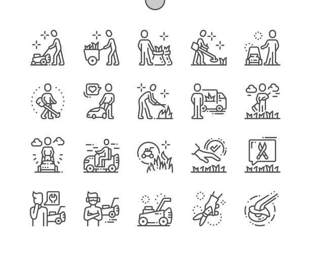 工人割草精雕细琢，像素完美图片下载