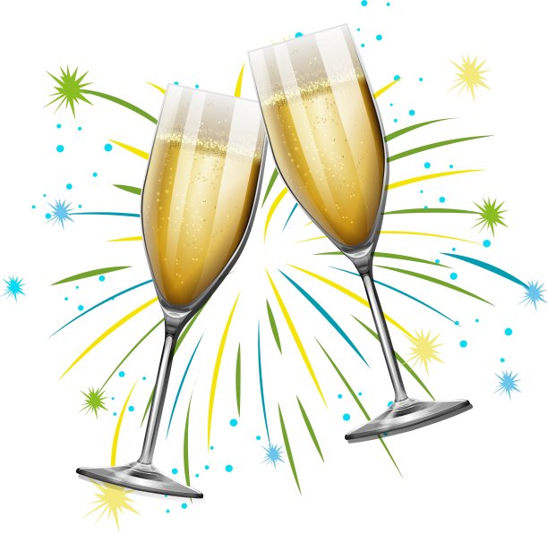 两杯香槟配上烟花图片下载