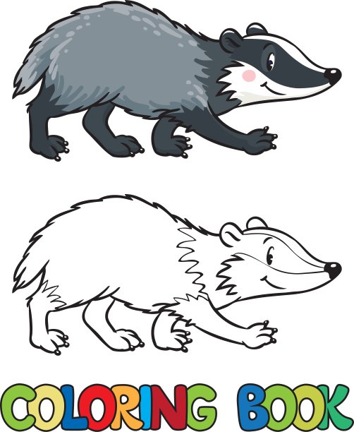 小有趣獾的涂色书图片下载