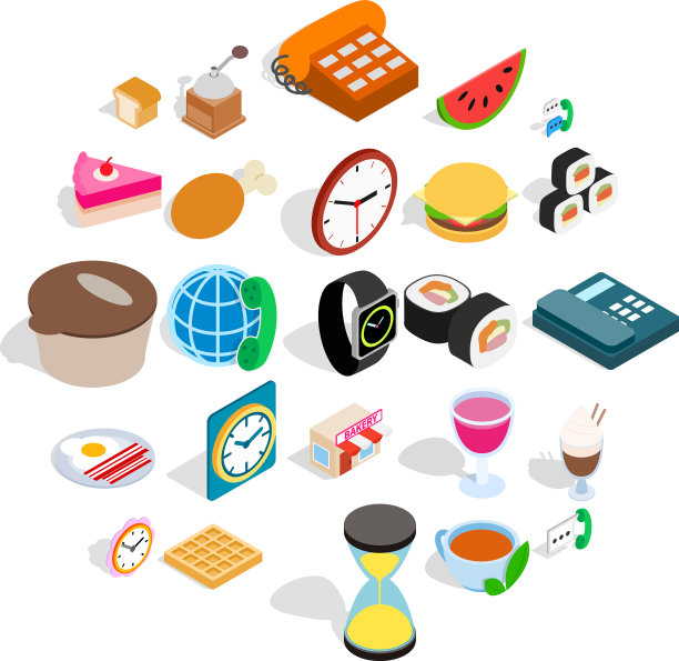 烹饪图标设置等距风格图片下载