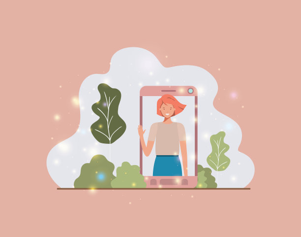 女性在智能手机上的风景图片下载