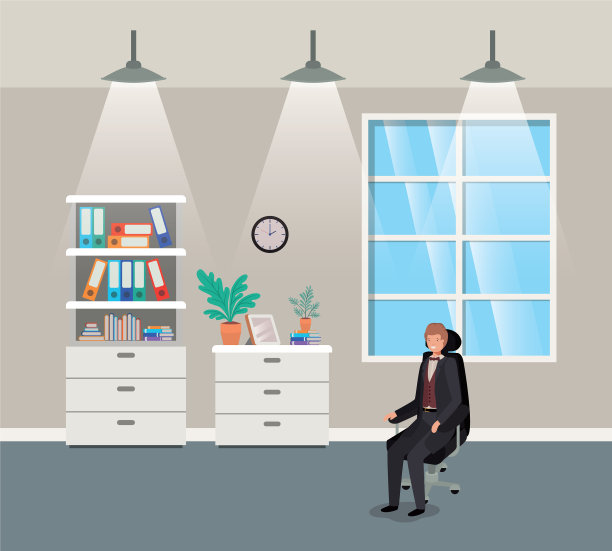 有商人坐着的走廊办公室图片下载
