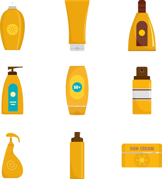 防晒瓶图标设置扁平风格图片下载