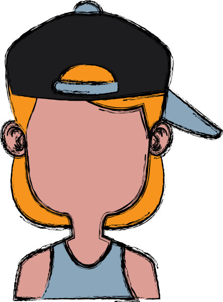 女孩没有脸和帽子卡通图片下载