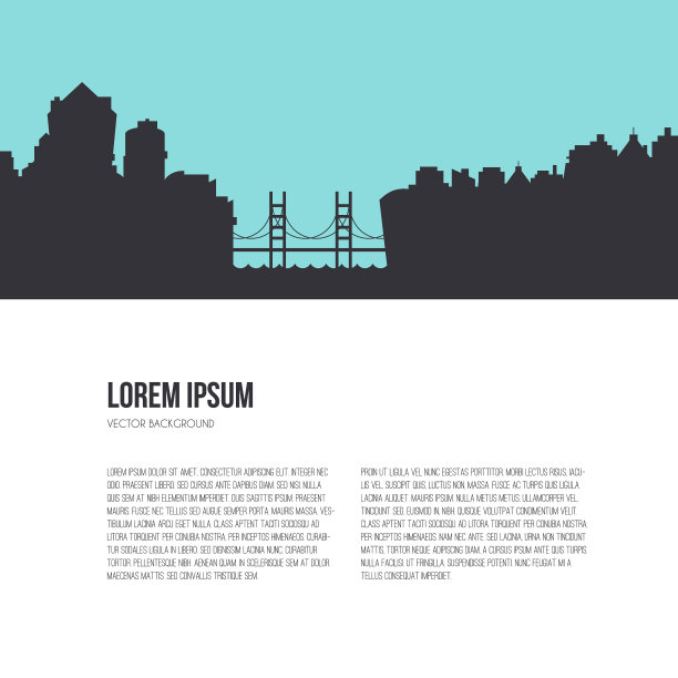 城市剪影与河流图片下载